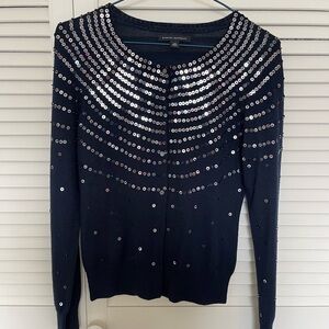 NWOT banana repulic merino dark blue sequite sweater cardigan XS